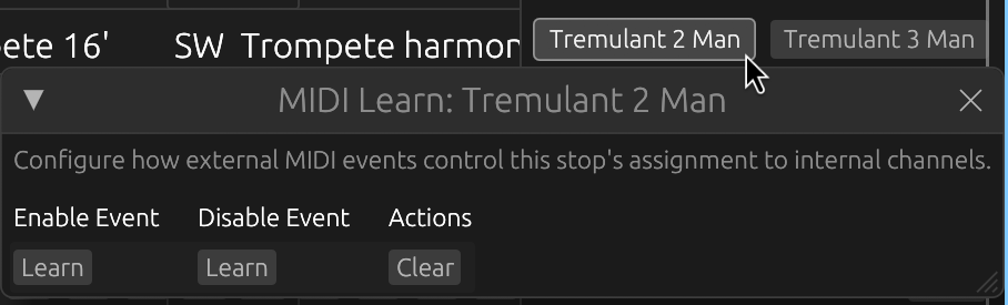 Midi Tremulant Control Vertical